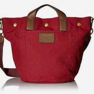 Marc Jacobs Paratrooper Burgundy Canvas Brown Leather Trim Crossbody Messenger